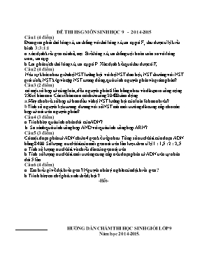 Đề thi học sinh giỏi môn Sinh học 9 - 2014 - 2015